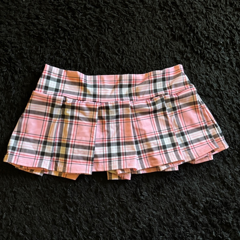 Pink Plaid Pleated Skirt NWOT